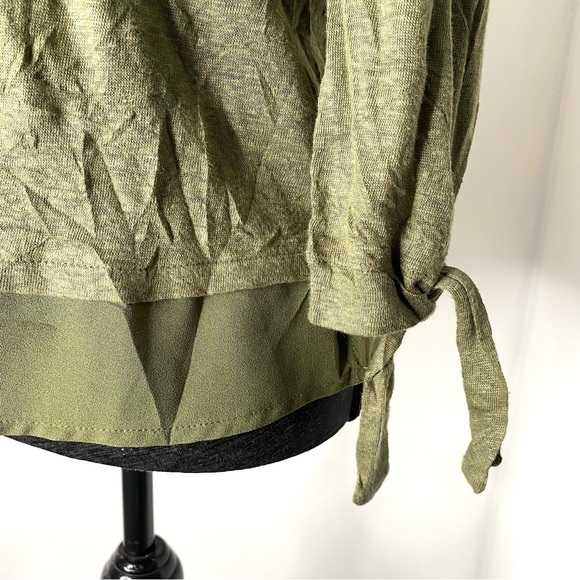 Sanctuary Sage Green Linen Tie Sleeve Top - Picture 5 of 9